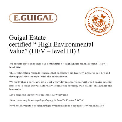 Guigal Certified High Environmental Value Level 3 - HEV Certification